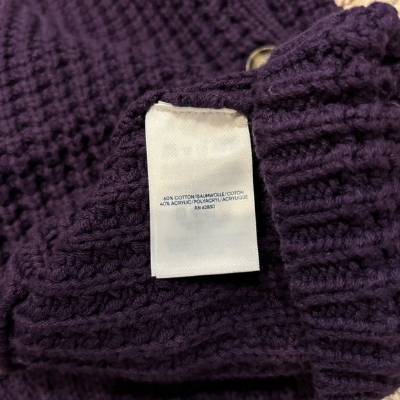 Lands End Women's 1X Purple Shawl Collar Sweater Cardigan Chunky Knit - Picture 11 of 11